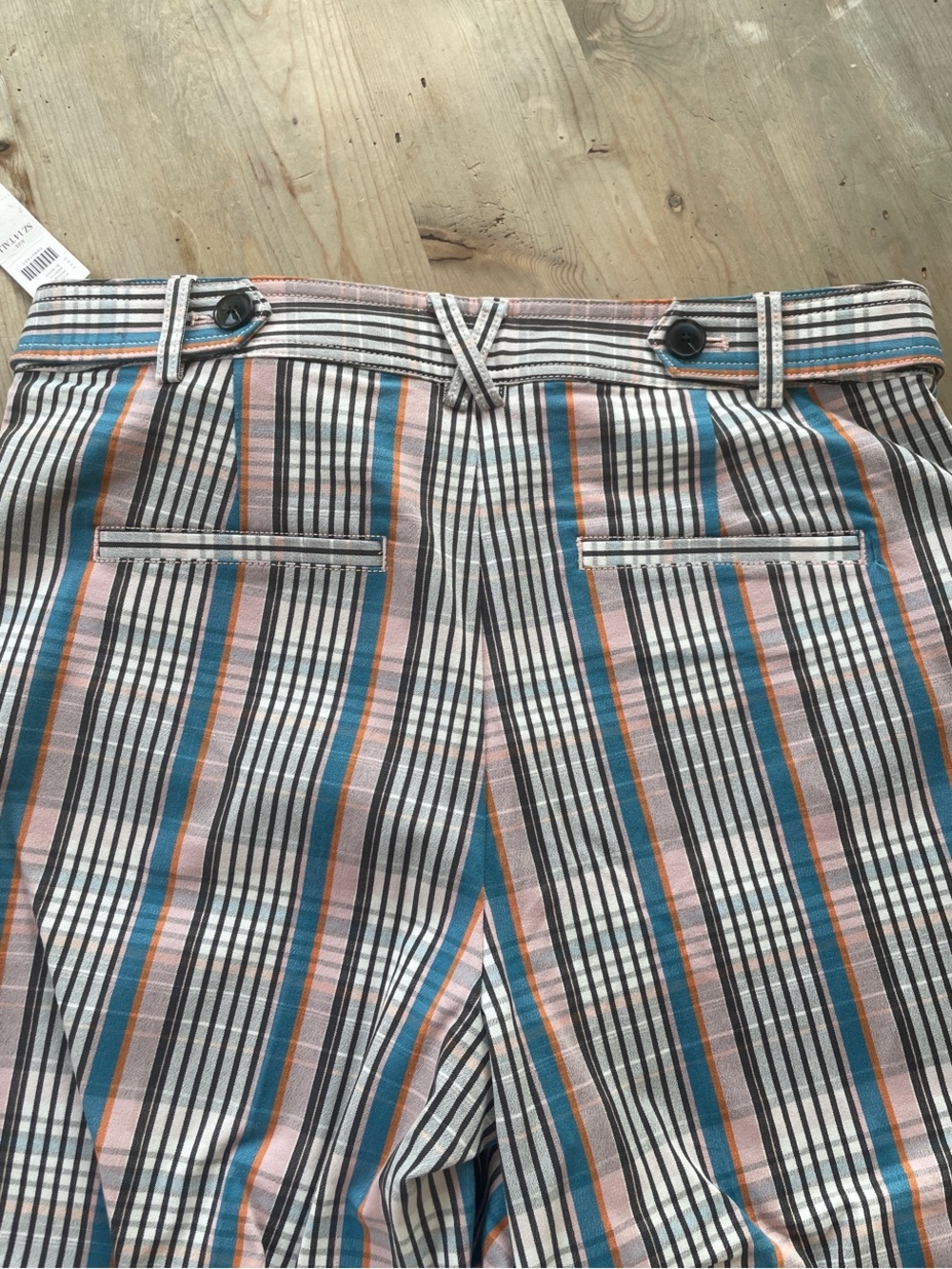 NWT Anthropologie Maeve Striped Straight Leg in Pink Blue Brown Size 14 Tall - Picture 5 of 6